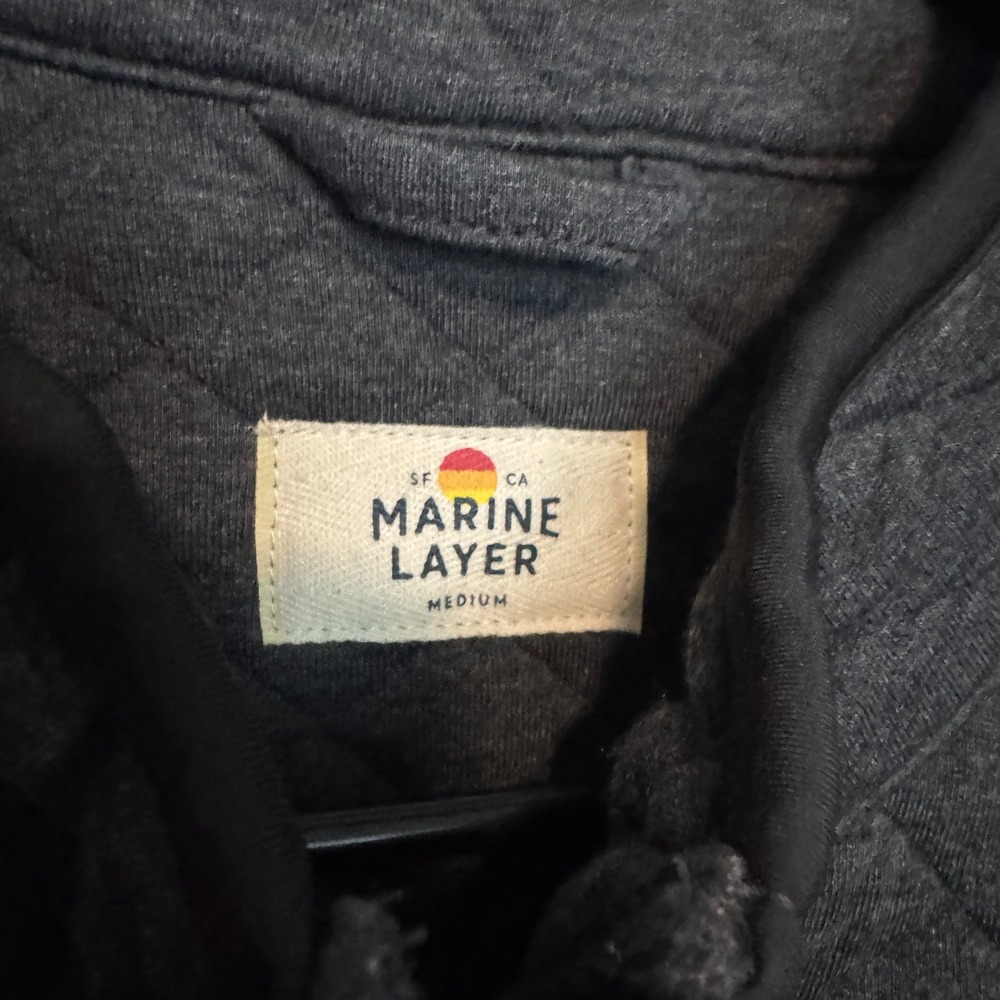 Marine Layer Corbet Full Zip Jacket Mens Medium Gray Quilted Bomber Minimalist - Picture 3 of 10